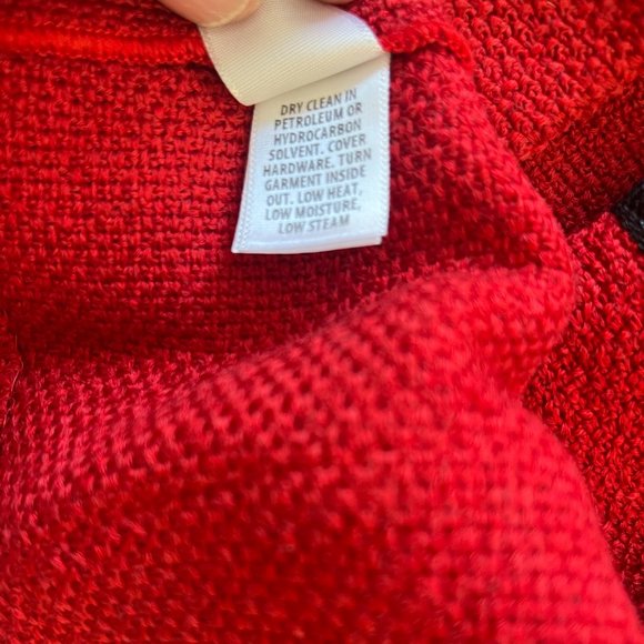 ST. JOHN Black Label Red & Black Knit Hook Front Long Sleeve Jacket - Picture 9 of 9